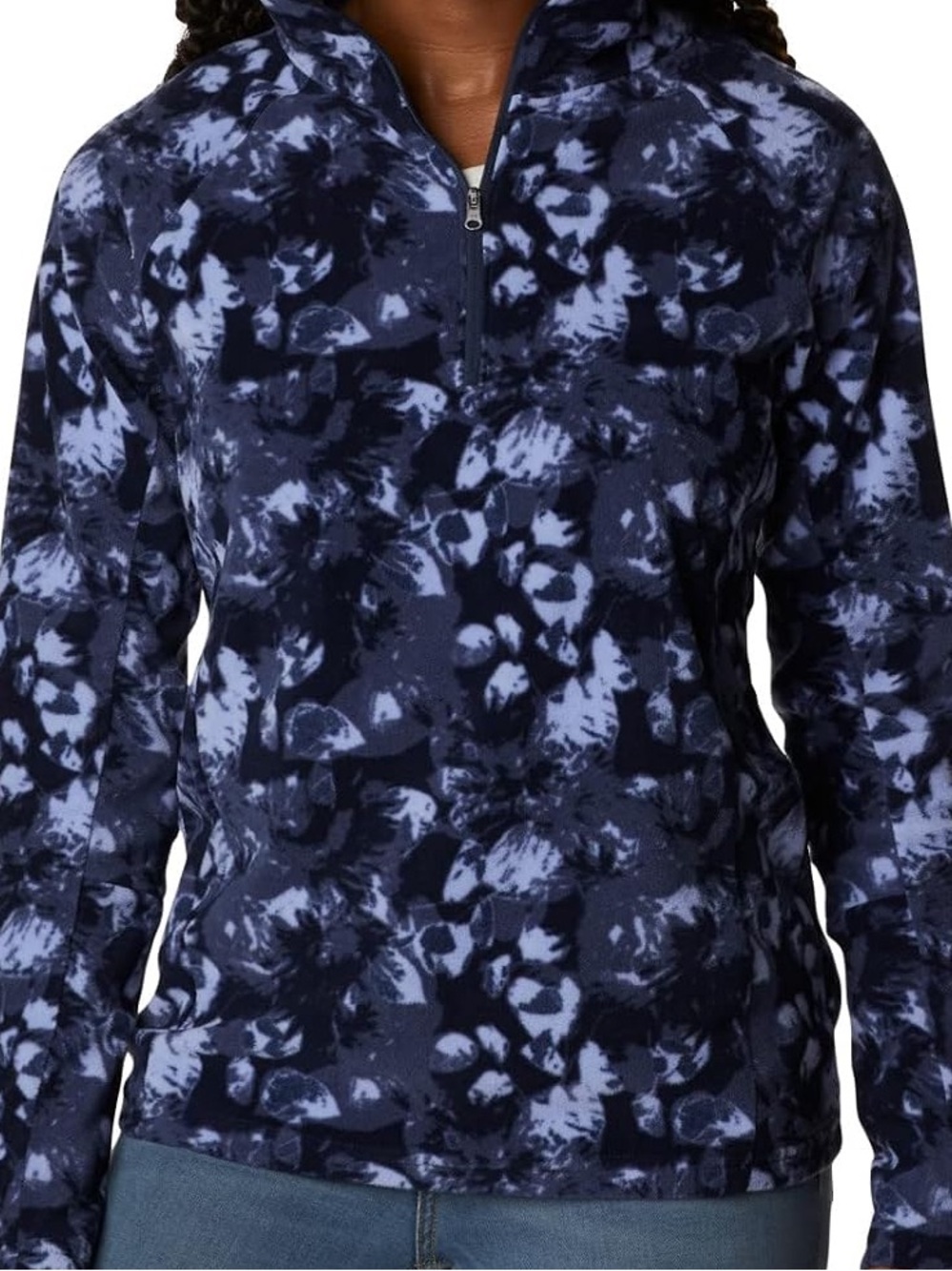 Columbia Arctic Air Fleece Quarter Zip Sweater Blue Purple Print Women’s Small